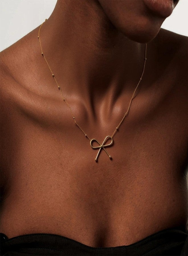 JAVARNV Bow Necklace for Women Dainty Gold Necklace Bow Jewelry Cute Bowknot Pendant Charm Necklaces Gold Jewelry for Women Christmas Birthday Gift - Image 3